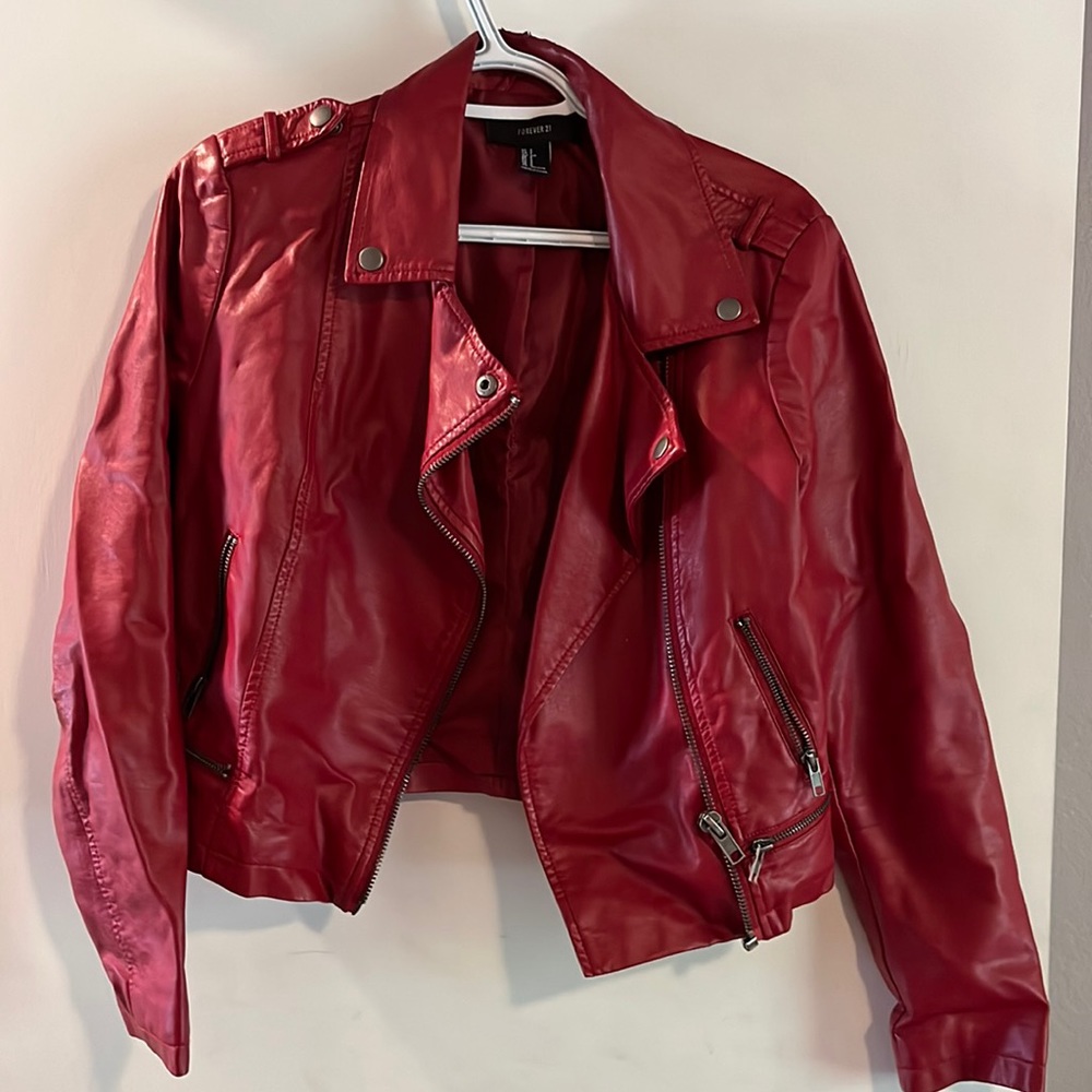Red leather forever 21 jacket
